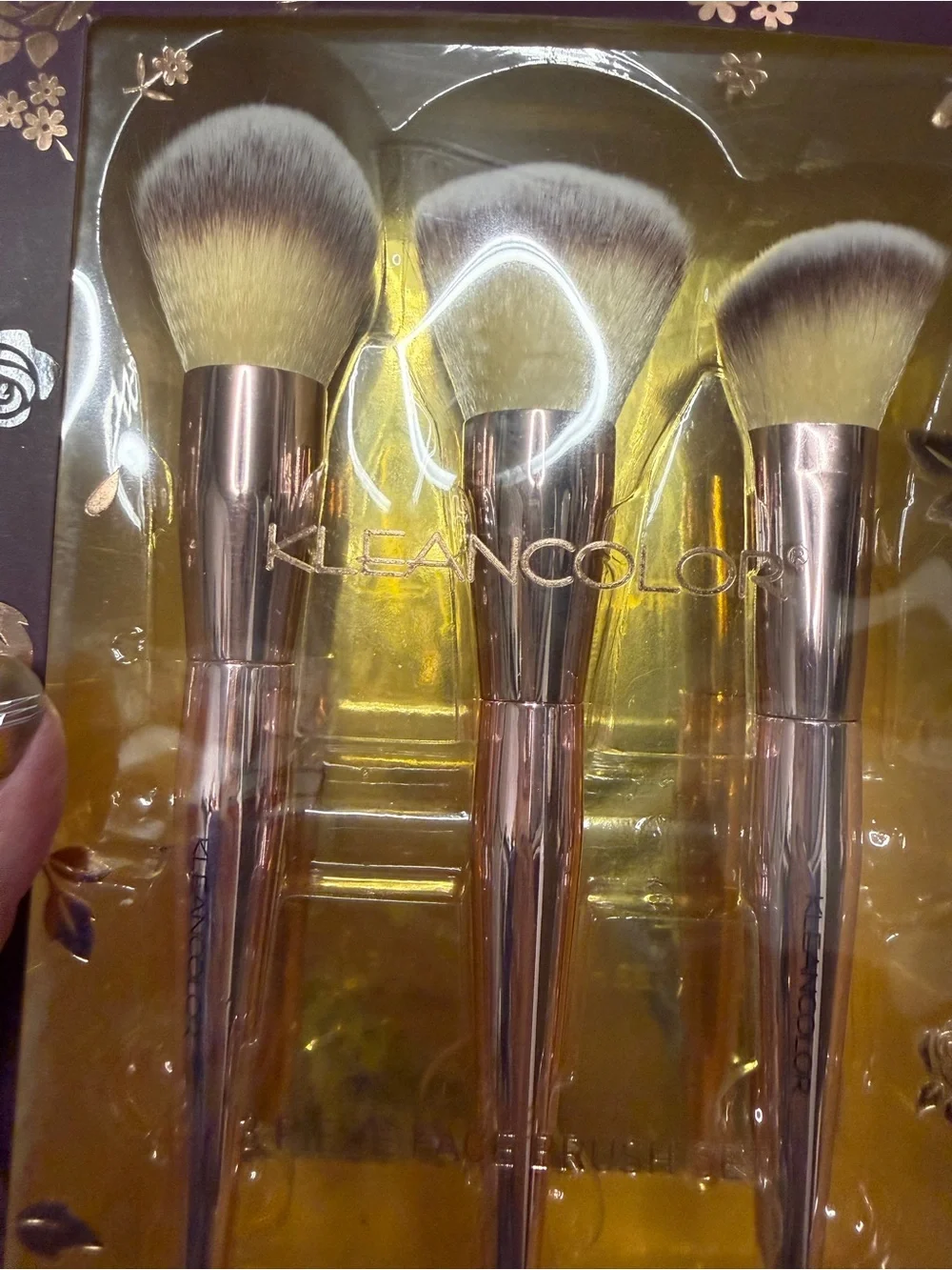 Kleancolor 3-Piece Face Brush Set - Rose Gold Handles  Free Brush with purchase!